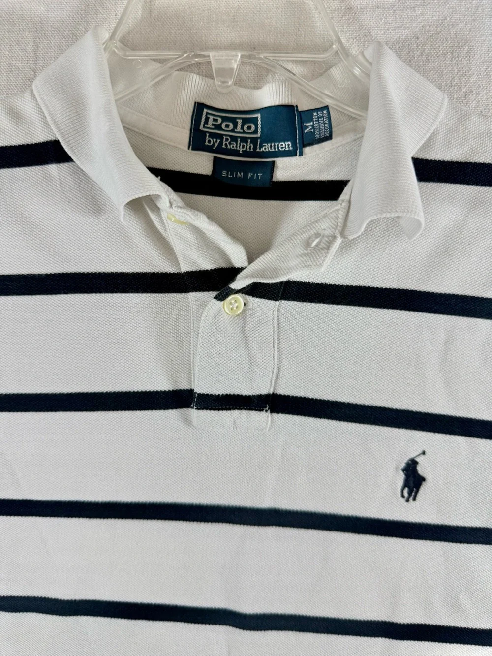 Polo by Ralph Lauren White & Black Striped Classic Polo Shirt